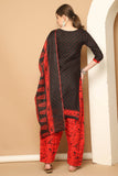 Black Cotton Blend Printed Readymade Patiala Salwar Suit