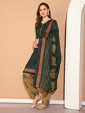 Green Cotton Blend Printed Readymade Patiala Salwar Suit