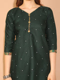 Green Cotton Blend Printed Readymade Patiala Salwar Suit