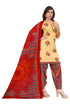 Cream Cotton Blend Printed Ready to Wear Patiala Salwar Suit