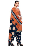 Light Orange Cotton Blend Printed Readymade Patiala Salwar Suit