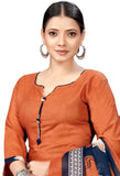 Light Orange Cotton Blend Printed Readymade Patiala Salwar Suit