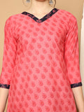 Gajari Pink Cotton Blend Printed Readymade Patiala Salwar Suit