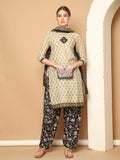 Beige Cotton Blend Printed Readymade Patiala Salwar Suit