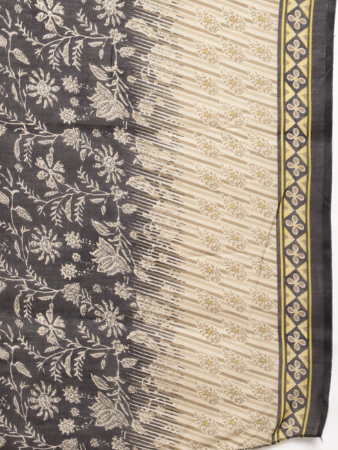 Beige Cotton Blend Printed Plus Size Ready to Wear Patiala Salwar Suit