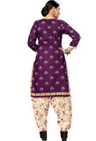 Purple Cotton Blend Printed Readymade Patiala Salwar Suit