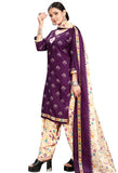 Purple Cotton Blend Printed Readymade Patiala Salwar Suit