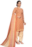 Light Orange  Cotton Blend Printed Readymade Patiala Salwar Suit