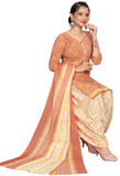 Light Orange  Cotton Blend Printed Readymade Patiala Salwar Suit