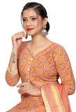 Light Orange  Cotton Blend Printed Readymade Patiala Salwar Suit