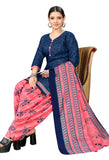 Navy Blue Cotton Blend Printed Readymade Patiala Salwar Suit