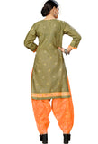 Mahendi Green  Cotton Blend Printed Readymade Patiala Salwar Suit