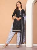 Black Cotton Blend Printed Readymade Patiala Salwar Suit