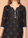 Black Cotton Blend Printed Readymade Patiala Salwar Suit