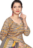 Grey Cotton Blend Printed Readymade Patiala Salwar Suit