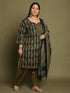 Green Cotton Blend Printed Plus Size Ready to Wear Patiala Salwar Suit