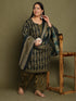 Green Cotton Blend Printed Plus Size Ready to Wear Patiala Salwar Suit