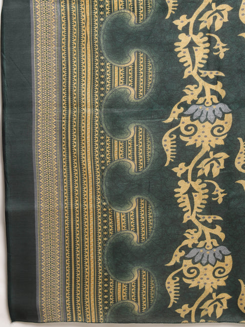 Green Cotton Blend Printed Plus Size Ready to Wear Patiala Salwar Suit