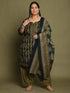 Green Cotton Blend Printed Plus Size Ready to Wear Patiala Salwar Suit