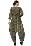 Black & Beige Cotton Blend Printed Ready to Wear Patiala Salwar Suit