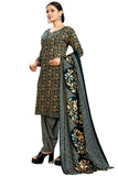 Black & Beige Cotton Blend Printed Ready to Wear Patiala Salwar Suit