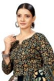 Black & Beige Cotton Blend Printed Ready to Wear Patiala Salwar Suit