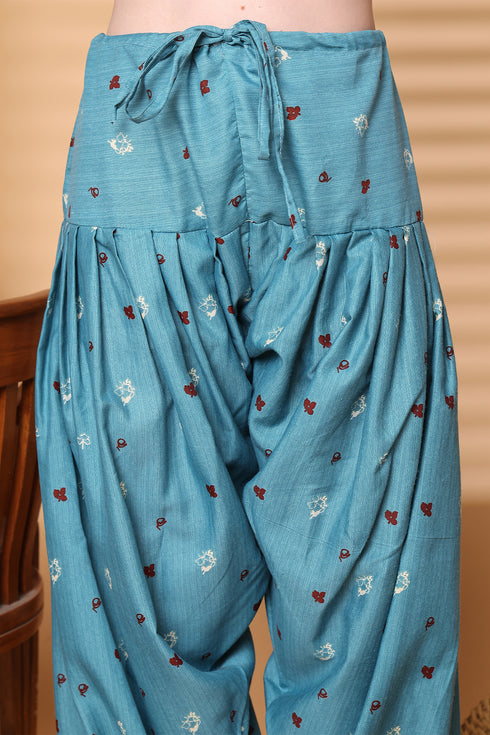 Light Orange Cotton Blend Printed Ready to Wear Patiala Salwar Suit