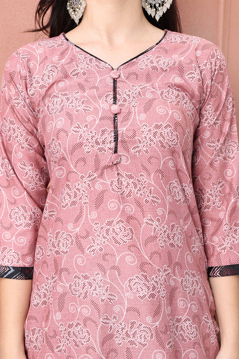 Mauve Cotton Blend Printed Ready to Wear Patiala Salwar Suit