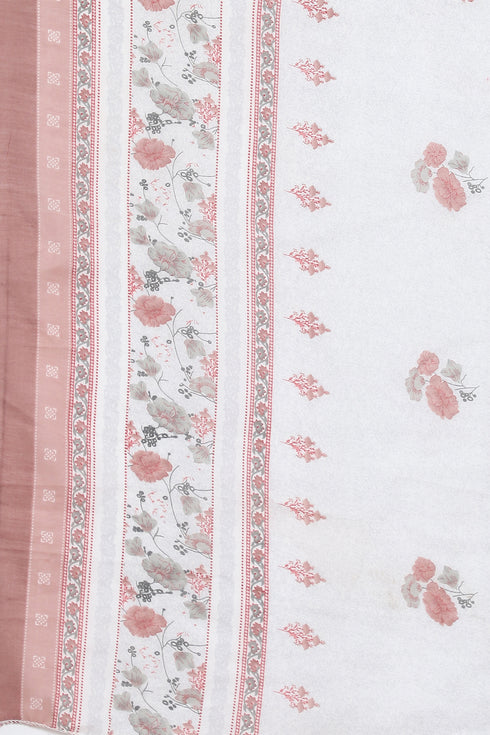 White Cotton Blend Printed Ready to Wear Patiala Salwar Suit