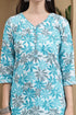Turquoise & White Cotton Blend Printed Ready to Wear Patiala Salwar Suit