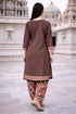 Taupe Cotton Blend Printed Ready to Wear Patiala Salwar Suit