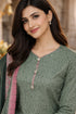 Olive Green Cotton Blend Printed Ready to Wear Patiala Salwar Suit