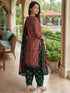 Maroon Cotton Blend Geometric Printed Ready to Wear Patiala Salwar Suit