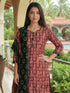 Maroon Cotton Blend Geometric Printed Ready to Wear Patiala Salwar Suit