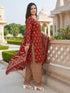 Maroon Cotton Blend Printed Ready to Wear Patiala Salwar Suit