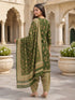 Mahendi Green Cotton Blend Printed Ready to Wear Patiala Salwar Suit