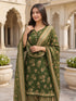 Mahendi Green Cotton Blend Printed Ready to Wear Patiala Salwar Suit