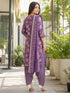 Lavender Cotton Blend Printed Ready to Wear Patiala Salwar Suit