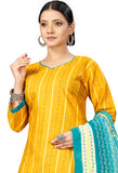 Mustard Cotton Blend Printed Readymade Patiala Salwar Suit