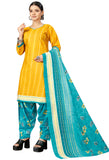 Mustard Cotton Blend Printed Readymade Patiala Salwar Suit