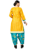 Mustard Cotton Blend Printed Readymade Patiala Salwar Suit