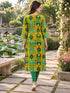 Mustard Yellow Pure Cotton Ikat Printed Kurta
