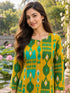 Mustard Yellow Pure Cotton Ikat Printed Kurta