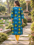 Blue Pure Cotton Ikat Printed Kurta