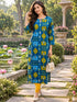 Blue Pure Cotton Ikat Printed Kurta