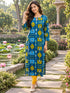 Blue Pure Cotton Ikat Printed Kurta