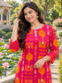 Pink Pure Cotton Ikat Printed Kurta