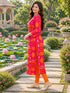 Pink Pure Cotton Ikat Printed Kurta