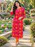 Pink Pure Cotton Ikat Printed Kurta