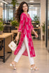 Pink and White Pure Cotton Hand Block Print Kurti